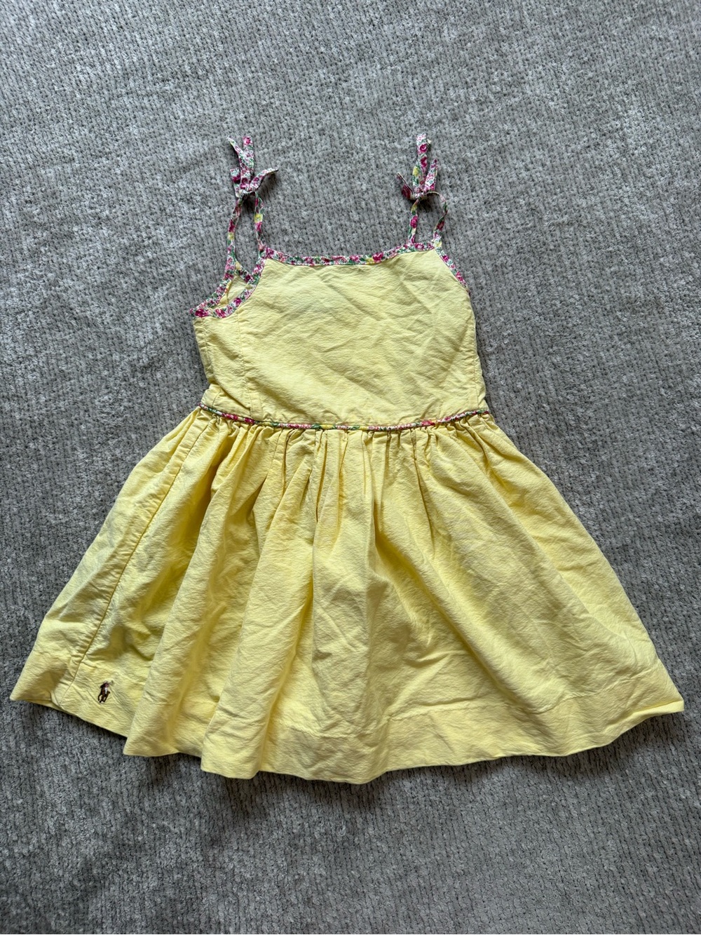 Ralph Lauren Girls Yellow Sundress Floral Tie Strap Dress Size 5 (estimated)